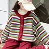 Suéter Rayado de Moda para Niñas Primavera y Otoño 2026 Nuevo Estilo Coreano Cárdigan de Moda para Niñas Mayores Top Elegante