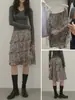 Falda de Gasa con Estampado de Leopardo Fluida para Mujer, Estilo Verano Delgado 2026 Falda Midi de Cintura Alta en Línea A, Falda Midi Irregular de Capas