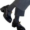 Sapatos de Couro com Solado Grosso e Bico Redondo para Mulheres 2026 Estilo Britânico Versátil Retrô Boca Rasa Tira com Fivela Salto Grosso Sapatos Mary Jane