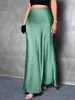 2026 Amazon Europeu e Americano Transfronteiriço Moda Feminina Elegante Cintura Alta Feminina Cor Sólida Extra Longo Cetim Cauda de Peixe Saia Outono e Inverno