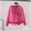 Camisa Corta Amarilla Brillante con Abertura Trasera Diseño Mujer Holgada de Manga Larga 2023 Primavera Chaqueta Ligera