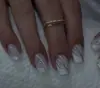 Colección Transfronteriza Nueva de Gran Venta de Arte para Uñas Fresco y Hermoso, Uñas Postizas de Estilo Francés Sencillo de Gama Alta con Flores Pequeñas en Forma de Corazón al por Mayor