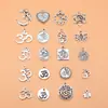 Set de Joyería de Accesorios con Colgante Pequeño de Símbolo Om Yoga de Plata Antigua, 20 Estilos, 1 Cada Uno, alrededor de 32g por Set