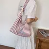 2026 Nova Bolsa de Lona Listrada Casual Simples Estilo Coreano Nicho Estrela Grande Capacidade Moda Ombro Transversal