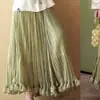 Nova Saia Longa Plissada Verde Matcha Estilo Chinês com Barra Franzida, Versátil e Elegante para o Trabalho