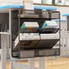 Estante de armazenamento para mesa, sem furos, para livros didáticos de estudantes, provas, mochilas, armazenamento de grande capacidade para mesa de dormitório