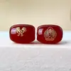 Ágata Vermelha e Preta Bronzeamento Doze Signos do Zodíaco Oito Santos Padroeiros Contas de Balde Acessórios para Pulseira DIY Tecida à Mão