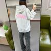Suéter com Capuz Esportivo Casual de Primavera e Outono Roupa Feminina Roupas Superiores com Capuz Design Hoodie com Forro de Fleece Impressão Médio e Longo College
