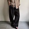 Pantalones Casuales Plisados de Seda Hielo Texturizada Estilo Old Money para Hombre Verano Finos Holgados Estilo Perezoso Rectos Pierna Ancha Largos Blancos