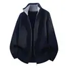 Cárdigan de punto con cremallera, cuello alto, bloques de color, para hombre, Otoño/Invierno 2026, juvenil, holgado, color liso, engrosado, suéter casual