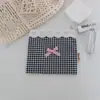 Nova Bolsa de Moedas Xadrez Fofa e Fresca com Acabamento Doce de Renda, Bolsa de Armazenamento de Alto Valor para Estudantes, Porta-Cartões