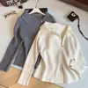 Jaqueta Cardigan de Tricô com Lapela e Zíper Duplo Feminina Outono/Inverno 2026 Novo Estilo Top de Tricô Reto Top Irregular