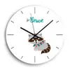 Reloj de pared para niños con estampado de mapache, venta caliente en Amazon, diseño simple de dibujos animados, lindo patrón