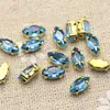 10 Piezas de Strass de Garra Cosidos a Mano de Ojo de Caballo Pequeño de 4x8mm con Base Dorada y Agujeros para Decoración de Zapatos y Cuellos de Ropa, Botones de Strass para Bolsos