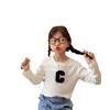 Camisetas de Base para Meninas, Primavera e Outono, Blusas Camisetas da Moda para Crianças e Adolescentes de Meia-Idade, Manga Longa Moderna de Gola Redonda Infantil, Roupa Infantil Versátil para a Parte de Baixo