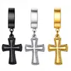 Pendientes de Clip Europeos y Americanos Transfronterizos, Pendientes Colgantes Simples para Mujer, Lujo Ligero, Sensación de Alta Gama, Exquisitos, Modernos, Versátiles, Diseño de Cruz Retro
