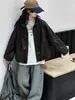 Chaqueta de cuero marrón oscuro para niña, nueva colección otoño 2026, chaqueta corta para niños mayores, atuendo de otoño estilo coreano, cárdigan para niños