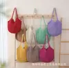 Bolsa de Cuerda de Algodón Hueca de Gran Capacidad Estilo Coreano, Bolso de Hombro Informal y Moderno Estilo Perezoso para Vacaciones, Bolso Versátil para Mujer