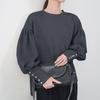 Novedades Japonesas y Coreanas: Sudadera de Manga de Linterna de 5 Colores para Primavera y Otoño para Mujer con Botones de Perla, Top Holgado de Color Sólido, Más Vendido en Amazon