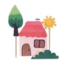 Decoração de bolo Casa com cerca Cogumelo conjunto inserção de cartão Carro de desenho animado Menino Menina Bolo de aniversário Plug-in
