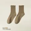 Calcetines Apilables 2025 para Mujer Encaje de 168 Agujas Caña Media Zapatos Mary Jane Delgados Borde de Hongo Calcetines para Mujer Absorbentes de Sudor Antideslizantes