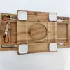 Tabla de quesos cuadrada de madera de acacia de varias piezas, nueva en caja, cuchillo para queso con mango de madera de acacia de acero inoxidable, posavasos aislante para taza de té