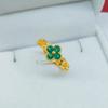 Nova Grama da Sorte Anel de Abertura Latão Banhado a Ouro Elegante Moda Feminina Anel de Jóias para Presente de Namorada