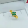 Nuevo Anillo Abierto de Trébol Latón Chapado en Oro Elegante Moda Anillo para Mujer Joyería Regalo para Novia