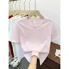 Camiseta Casual de Manga Corta Holgada Talla Grande Color Sólido Simple Estilo Coreano de Verano 160g Ligeramente Transparente Algodón Copo de Nieve Cuello Redondo