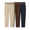 Calça Feminina Casual de Trabalho Versátil de Cintura Alta e Comprimento no Tornozelo com Cinto - Estilo Europeu e Americano - Nova Coleção Primavera/Verão