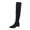 Nuevas Botas de Moda Estilo Francés de Punta Cuadrada para Mujer Otoño/Invierno 2026, Botas Altas Fruncidas, Botas de Tacón Grueso Adelgazantes Vintage