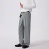 Pantalones Casuales para Hombre OT Otoño Nuevo Pantalones de Traje de Negocios de Gama Alta Negros Sueltos Rectos de Pierna Ancha Largos