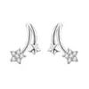 Pendientes de botón de circón estilo meteoro minimalista de moda transfronterizos, Pendientes de estrella y luna de estilo nuevo fresco para chica de moda
