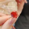 Anillo de Azúcar Cuadrado Pequeño de Corte Flor de Hielo de Alta Gama Anillo de Diamante Caramelo Morado de Alto Carbono Oro Rosa para Mujer