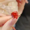 Anel de Açúcar Quadrado Pequeno Corte Flor de Gelo Virtude Puxar Luxo Caramelo Roxo Diamante de Alto Carbono Anel de Diamante Ouro Rosa para Mulheres
