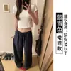 Pantalones Anchos de Algodón y Lino Morados para Mujer, Verano Delgados 2026 Nuevos Pantalones Rectos de Lino de Cintura Alta, Estilo Perezoso, Pantalones Casuales Adelgazantes