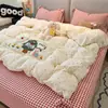 Conjunto de Lençol de Gaze Jacquard Cartoon Acolchoado Quatro Peças Bordado Coração de Menina Capa de Edredom Conjunto de Roupa de Cama Nantong Três Peças 4
