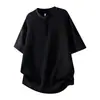 Camisa polo retrô cool de nicho estilo americano transfronteiriça com gola Henry de manga curta para homens, camiseta de verão com um toque high-end ins