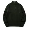 Suéter pullover Rumeng estilo japonés retro de punto trenzado con cuello alto y media cremallera, unisex, corte holgado, adecuado para parejas, top de punto de otoño