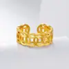 Anillo abierto con moneda de oro vietnamita bañado en oro para hombre y mujer, estilo retro, imitación de latón, dorado, rojo, de Internet.