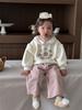 Ropa de Otoño e Invierno para Niños, Ropa Gruesa para Niños Estilo Coreano 2026, Conjunto de Otoño e Invierno para Bebé, Conjunto de Sudadera de Forro Polar y Pantalones Largos para Niñas