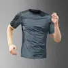 Camiseta de Hielo Delgado de Seda para Hombre de Verano, Nueva Camiseta Transpirable de Manga Corta, Top para Correr, Camiseta Deportiva de Manga Corta de Secado Rápido