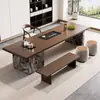 Mesa de Té y Juego de Sillas de Madera Maciza Isla de Cocina Sala de Estar Oficina en Casa Mesa Grande para Preparar Té Lujo Ligero Moderno Sencillo Sensación de Alta Gama