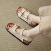Sandálias de Verão Femininas para Exterior com Solado Grosso e Fivela de Cinto, Sandálias Versáteis de Bico Aberto, Novo Modelo 2025 Estilo Birkenstock Slip-On Sapatos Romanos de Praia
