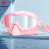 Gafas de natación para adultos de marco grande con protección nasal, anti-niebla de alta definición, protección UV, campo de visión amplio, tapones para los oídos integrados