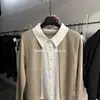 Camisa Camada Baobaojia Estilo Old Money com Gola Reversível, Suéter de Tricô Falso Duas Peças para Mulheres, Blusa de Designer Início do Outono 2026