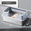 Bandeja de Arena para Gatos de Acero Inoxidable Abierta con Borde Alto Sobredimensionada Antisalpicaduras Profundizada Semi-cerrada Inodoro para Gatos Suministros para Mascotas