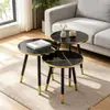 Mesa de centro de hierro forjado de alta gama y elegante para la sala de estar, adecuada para espacios pequeños, que ofrece una sensación de lujo ligero y sofisticación, combinada con una mesa auxiliar de diseño nórdico moderno