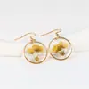 Venta Caliente en Amazon Pendientes Creativos de Flores Secas Frescas Explosiones Transfronterizas Pendientes de Flores Eternas Joyería Dulce para Orejas