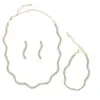 Aliexpress Conjunto de Joias Femininas Colar Brincos Pulseira Onda Cruzada Europeu e Americano High-End Conjunto de Joias com Strass